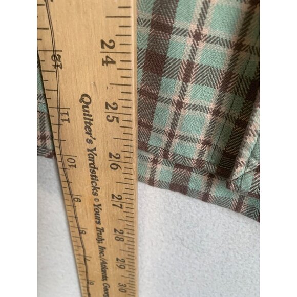 Ralph Lauren Women’s 6 Plaid Thick Flannel Top Green Snap Button Cabin Country - Picture 3 of 11